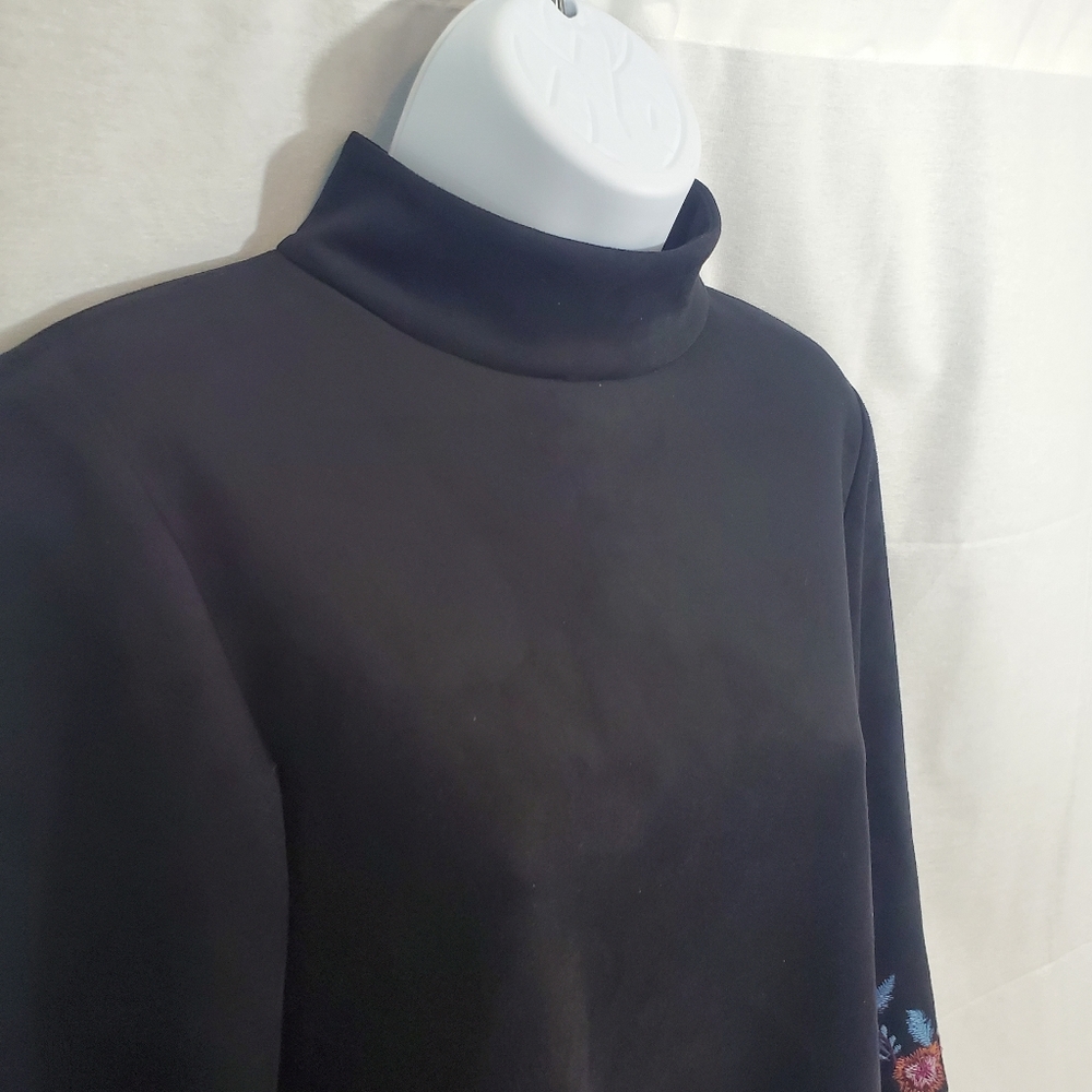 ZARA BLACK SUEDE EMBROIDERED DRESS BACK ZIP MINI SIZE XS - Picture 7 of 13